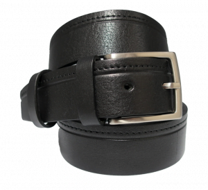 Cinturón sport con pespunte lateral de piel negro