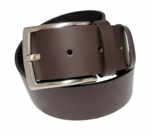 Cinturón liso con hebilla rectangular de piel marrón