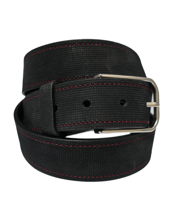 Cinturón sport de piel nobuk negro