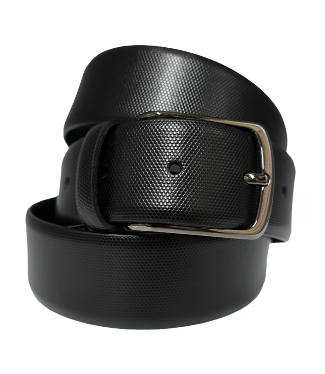 Cinturón de piel grabada con hebilla cromada negro