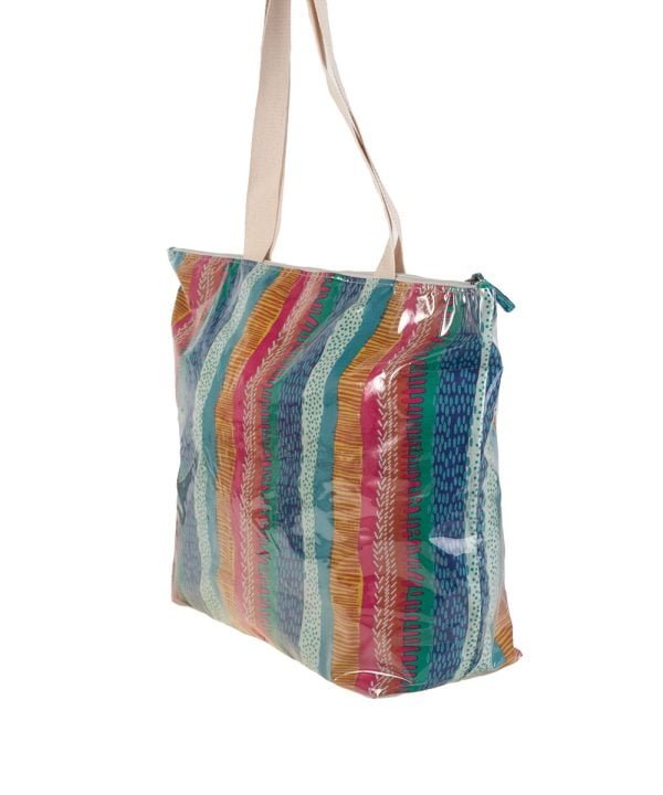 3422201 bolsa de playa nylon plastificado rayas multicolor Kbas
