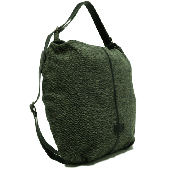 4611 bolso mochila lona espiga piel Cuirot´s verde