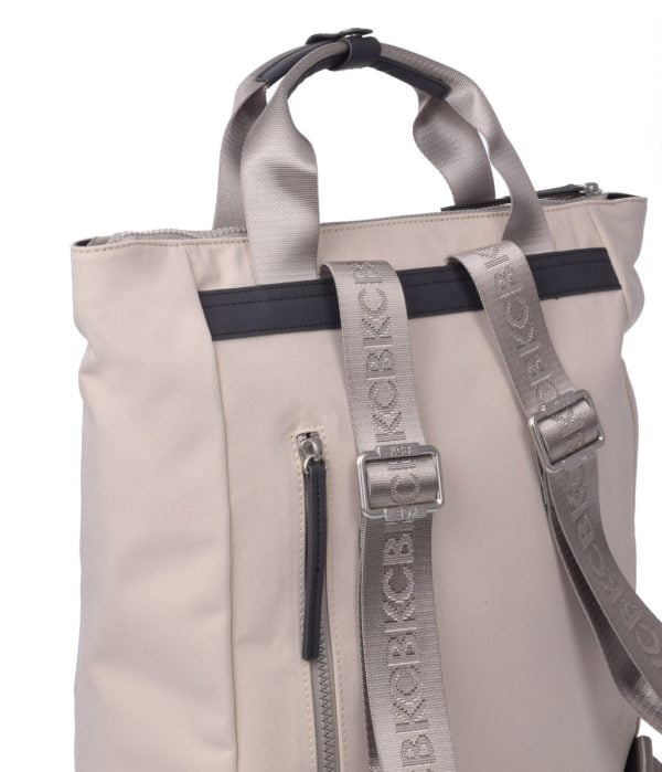 2884 bolso de mano mochila bicolor bolsillo solapa nylon sintético palette KCB hielo gris detrás