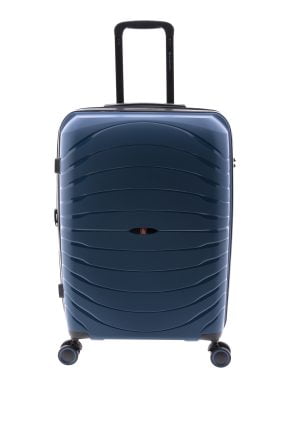 341101 maleta trolley mediana polipropileno cremallera cuatro ruedas ligera Kick of Gladiator azul