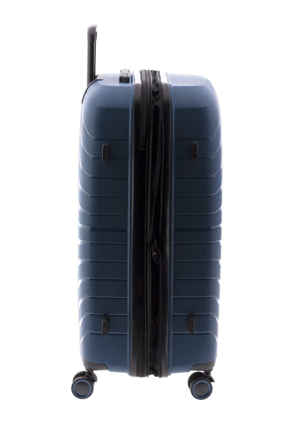 341201 maleta trolley grande polipropileno cremallera cuatro ruedas ligera Kick of Gladiator azul