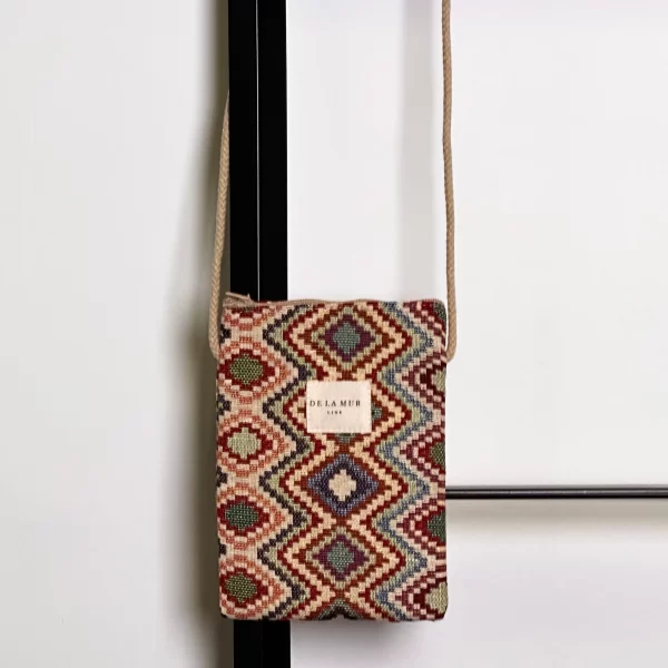 PM SATI bolso bandolera mini móvil cordon textil estampado multicolor Sati De La Mur