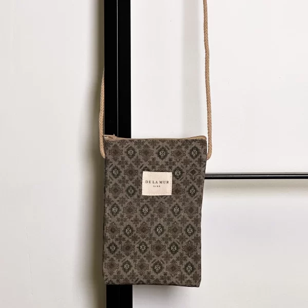 PM SOL bolso bandolera mini móvil cordon estampado Tral De La Mur gris