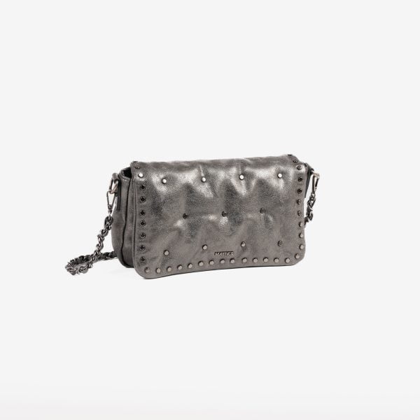 20721 bolso bandolera cadena solapa remaches Rivets Matties Bags plata