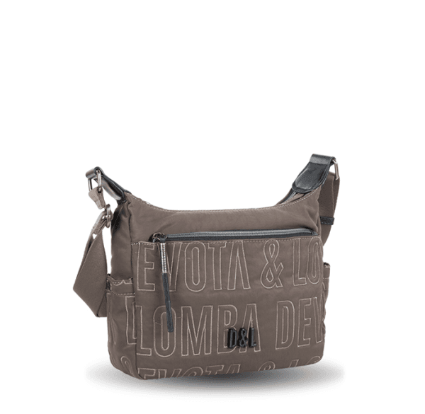 241430 bolso bandolera dos departamentos expandible nylon letras border devota & lomba kaki