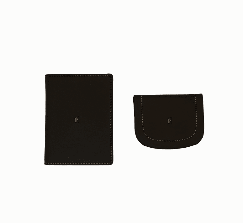 100_j conjunto cartera y monedero pielnoble negro
