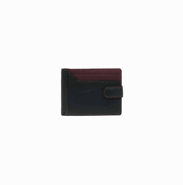 53955 cartera billetera monedero americana lengüeta bicolor piel Fresno negro burdeos