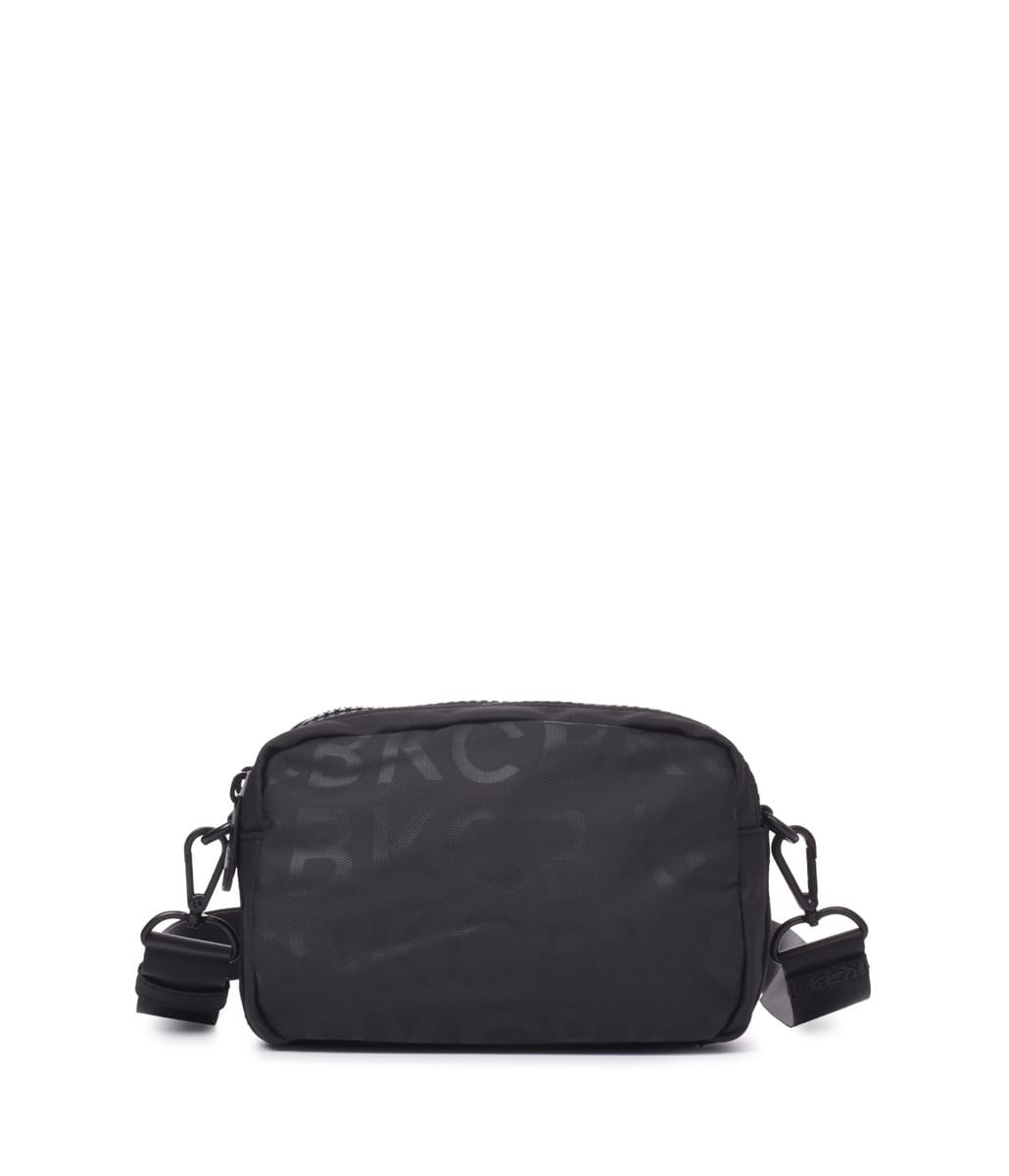 3202 bolso bandolera-pequeña-dos departamentos sintético letras-kcb-stamp negro