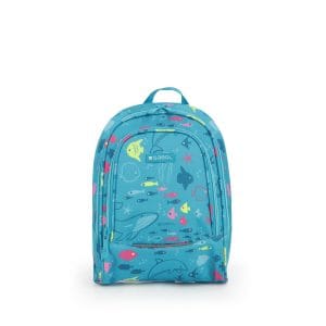 235705 mochila escolar pequeña acqua peces gabol temprado verde