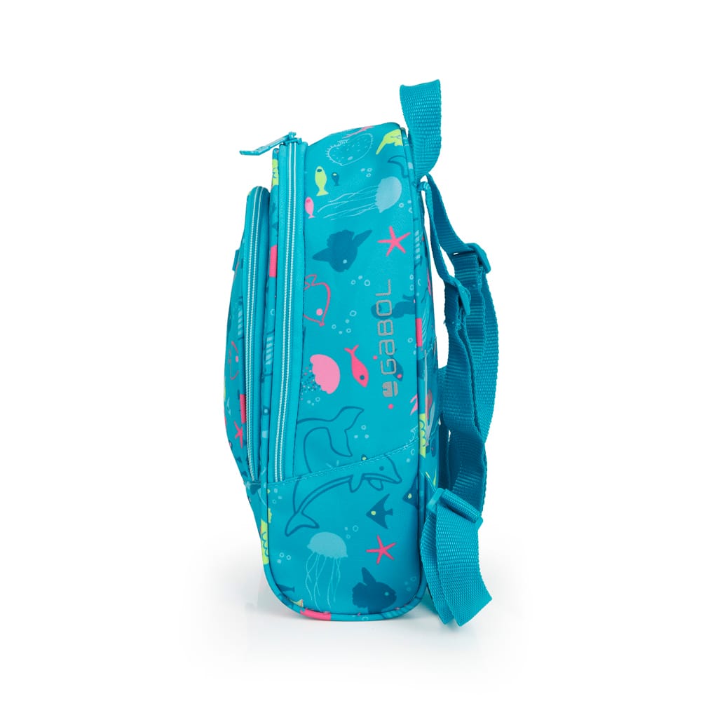 235705 mochila escolar pequeña acqua peces gabol temprado verde lateral