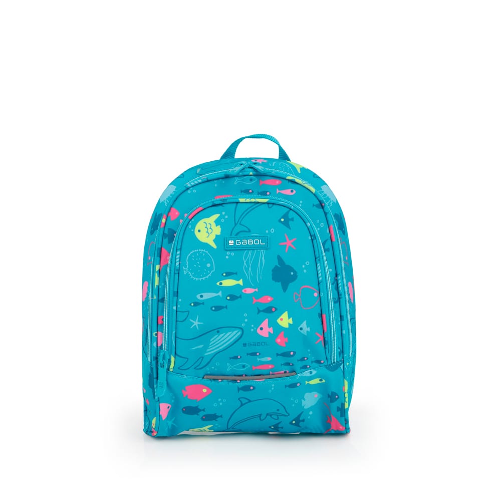 235705 mochila escolar pequeña acqua peces gabol temprado verde