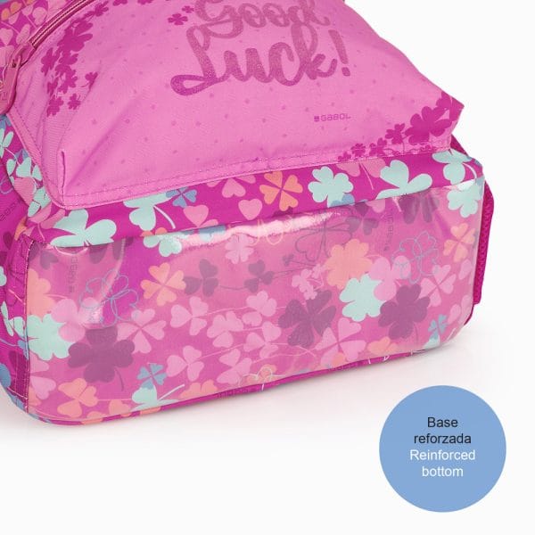 235872 mochila escolar bolsillos tréboles clover gabol temprado fucsia base