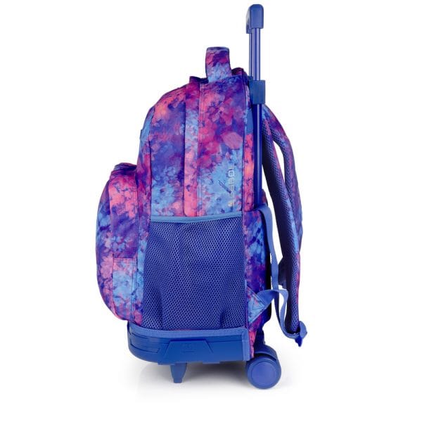 236112 mochila escolar trolley ruedas estampada manchas sunset gabol temprado azul lateral