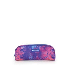 236131 estuche escolar dos departamentos cremallera estampado manchas sunset gabol temprado azul
