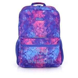 236153 mochila escolar dos departamentos cremallera estampada manchas sunset gabol temprado azul