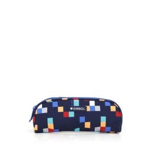 236431 estuche dos departamentos cremallera estampada cuadros multicolor cubik gabol temprado azul marino