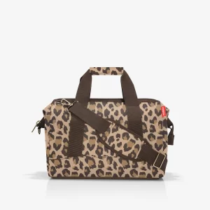 MS7027 bolsa viaje de mano bandolera allrounder M, nylon reisenthel temprado leopardo marrón