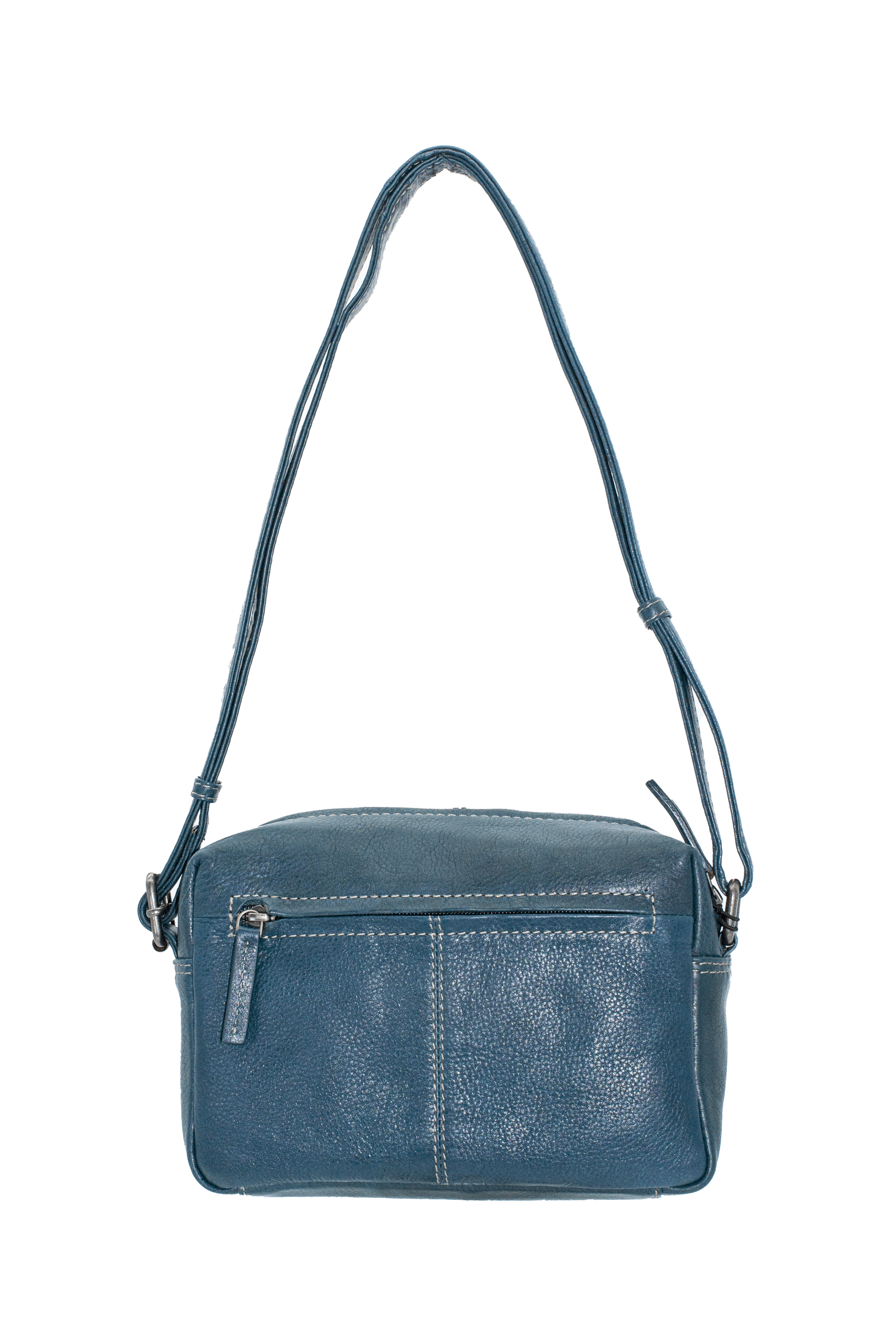 3441 bolso bandolera pequeño piel plaza the twins temprado azul petróleo detrás