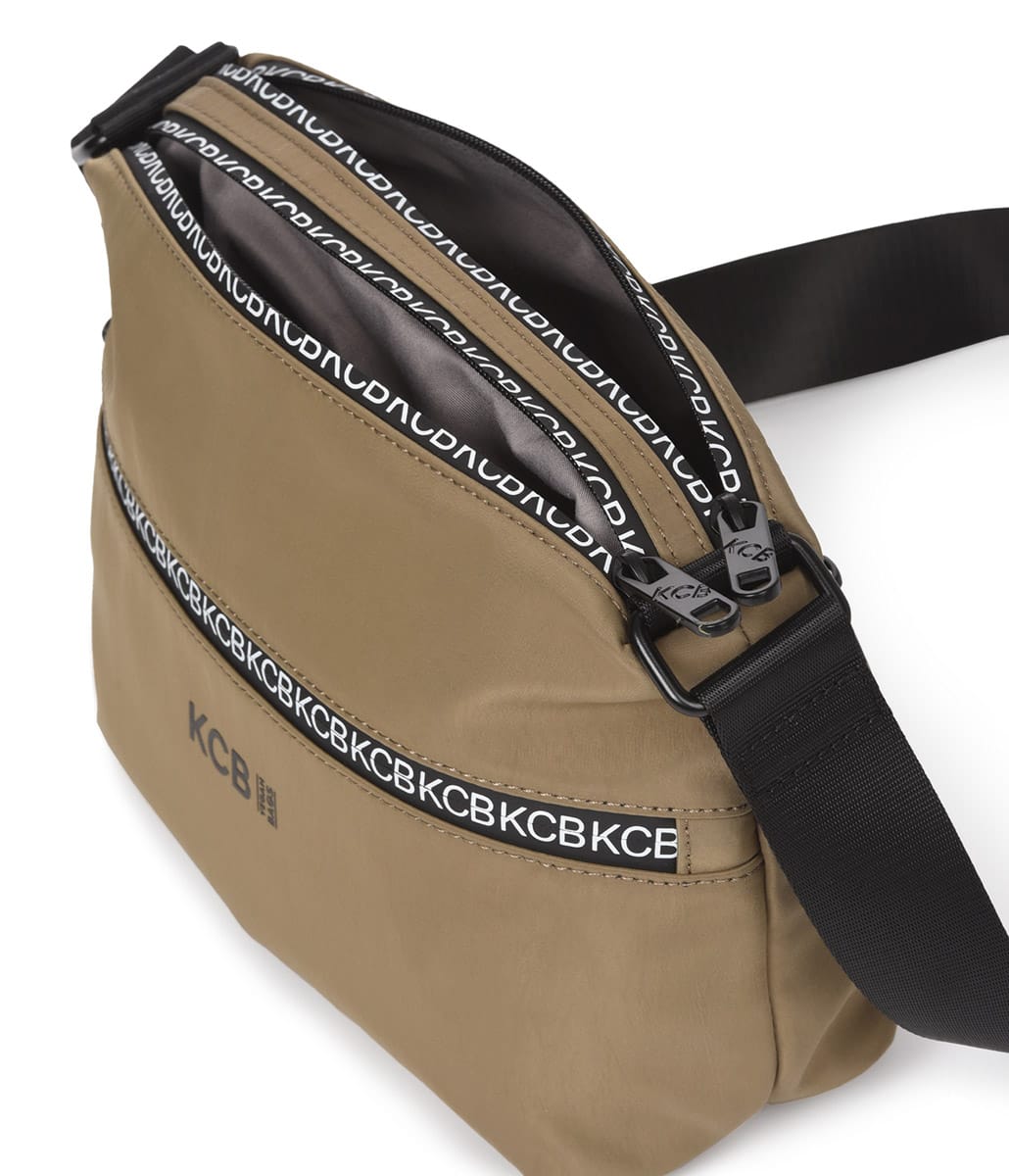 3249 bolso bandolera grande dos departamentos nylon shine KCB Temprado kaki interior