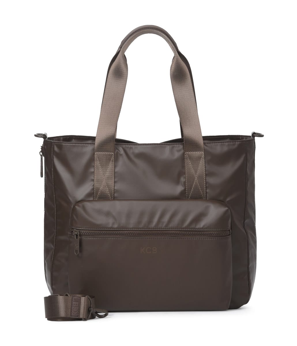 3572 bolso shopping grande bandolera bolsillo nylon square KCB Temprado marrón