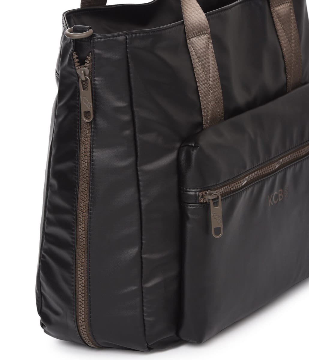 3572 bolso shopping grande bandolera bolsillo nylon square KCB Temprado negro lateral