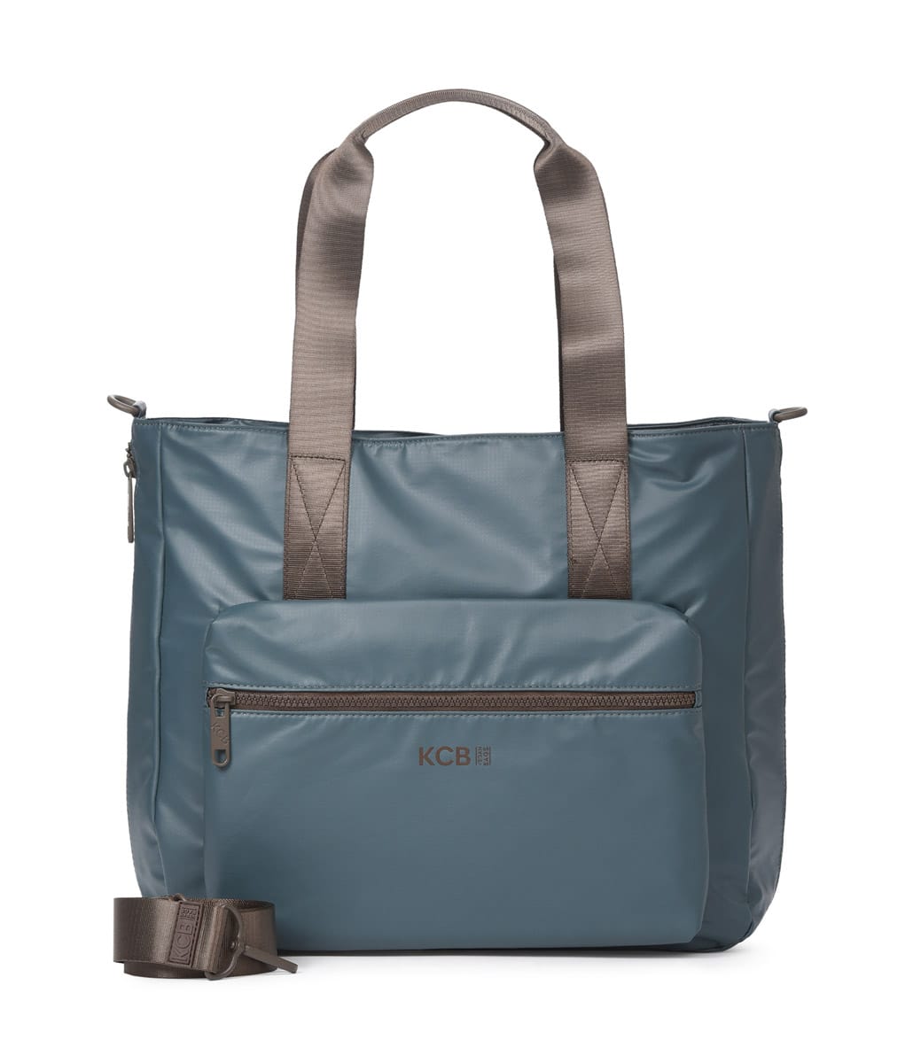 3572 bolso shopping grande bandolera bolsillo nylon square KCB Temprado azul petróleo