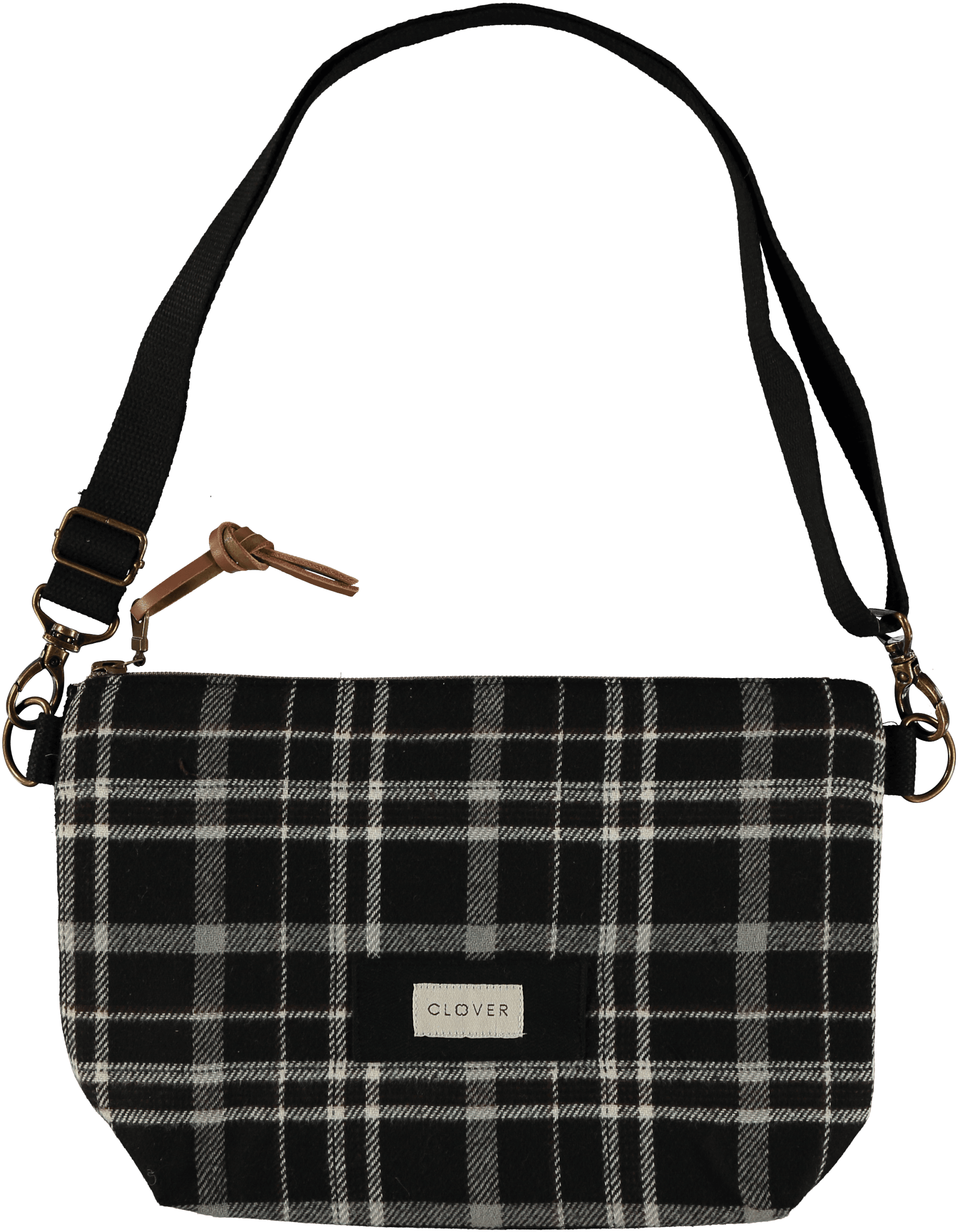 belt mantel bolso hombro bandolera téxtil cuadros clover Temprado negro