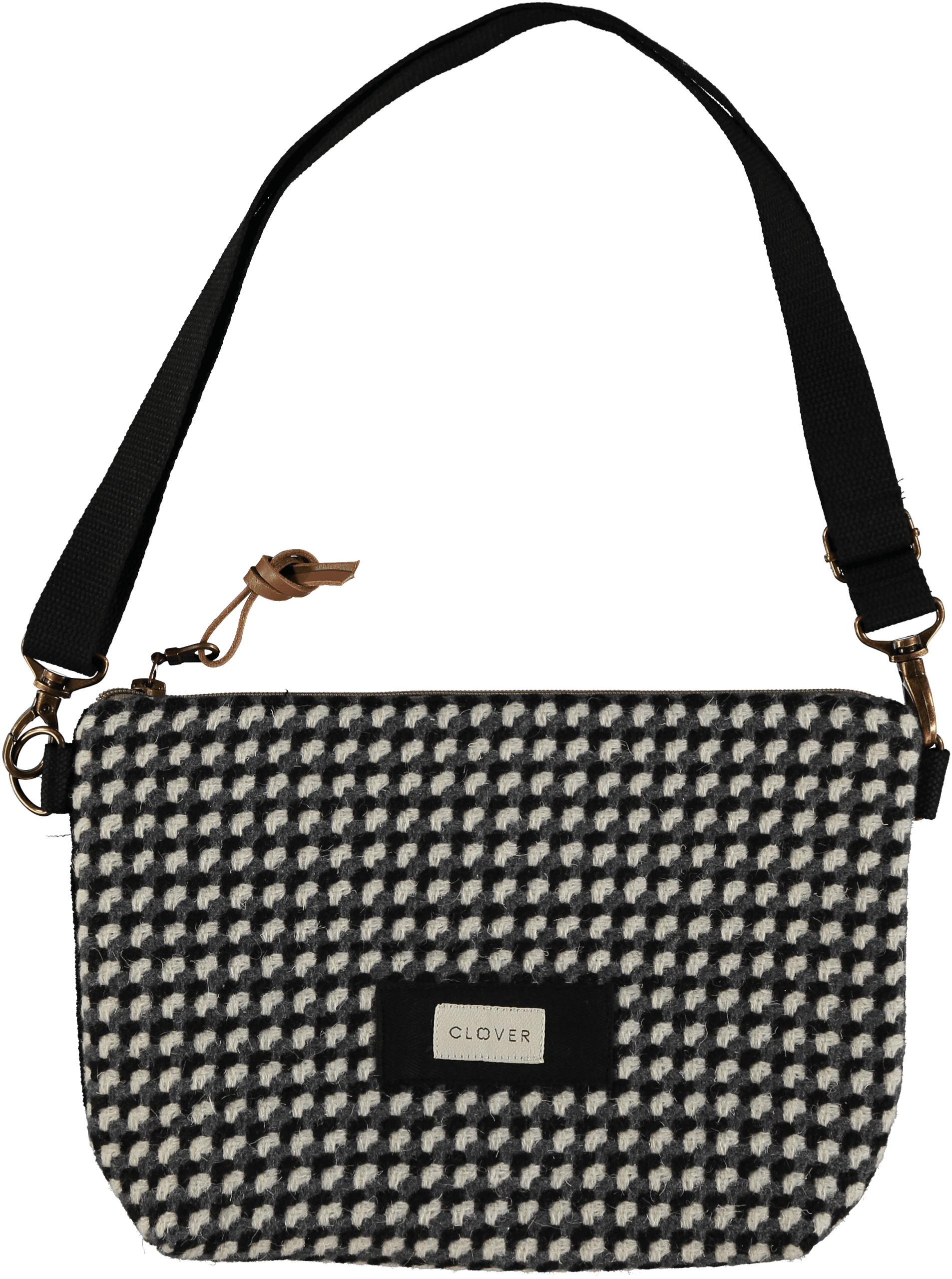 belt lana bolso hombro bandolera téxtil cuadros clover Temprado negro