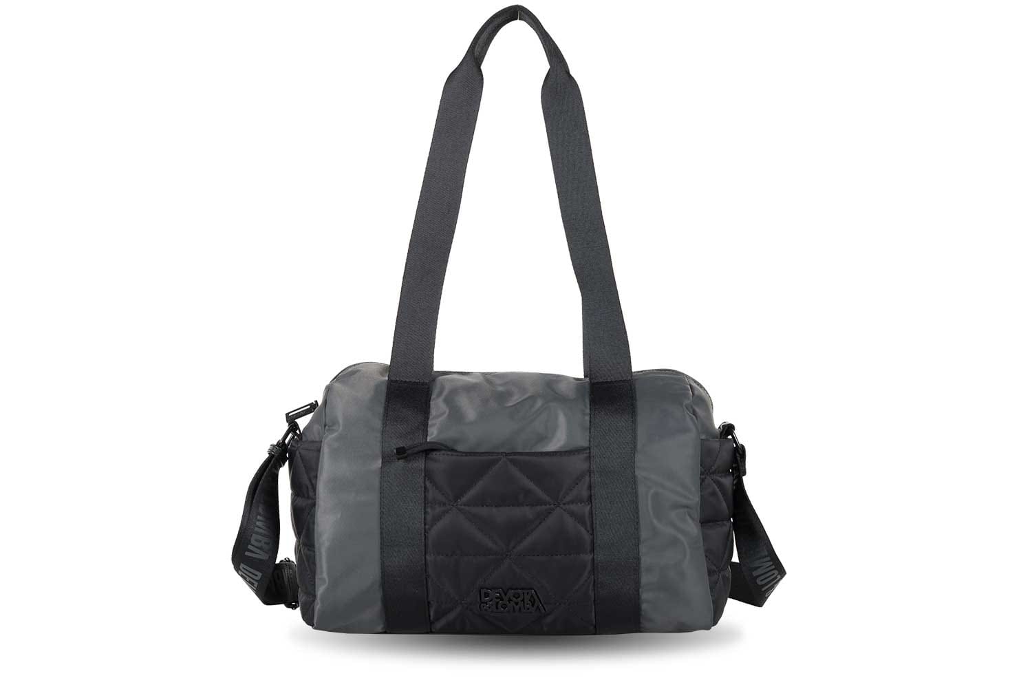 251125 Bolso hombro dos asas bandolera bowling nylon pespuntes frame devota & lomba Temprado negro