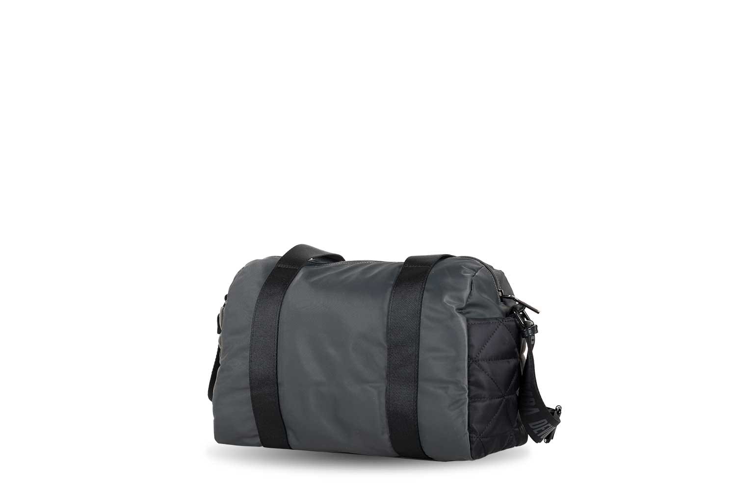 251125 Bolso hombro dos asas bandolera bowling nylon pespuntes frame devota & lomba Temprado negro detrás