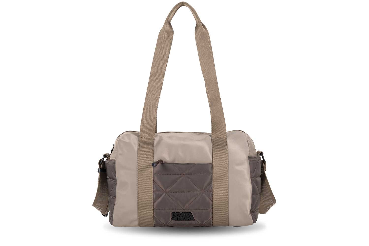 251125 Bolso hombro dos asas bandolera bowling nylon pespuntes frame devota & lomba Temprado taupe