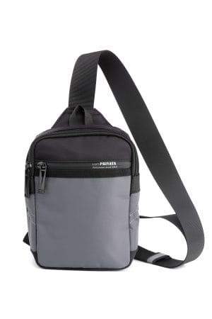 1352 mochila bandolera cruzada nylon best privata Temprado negro gris