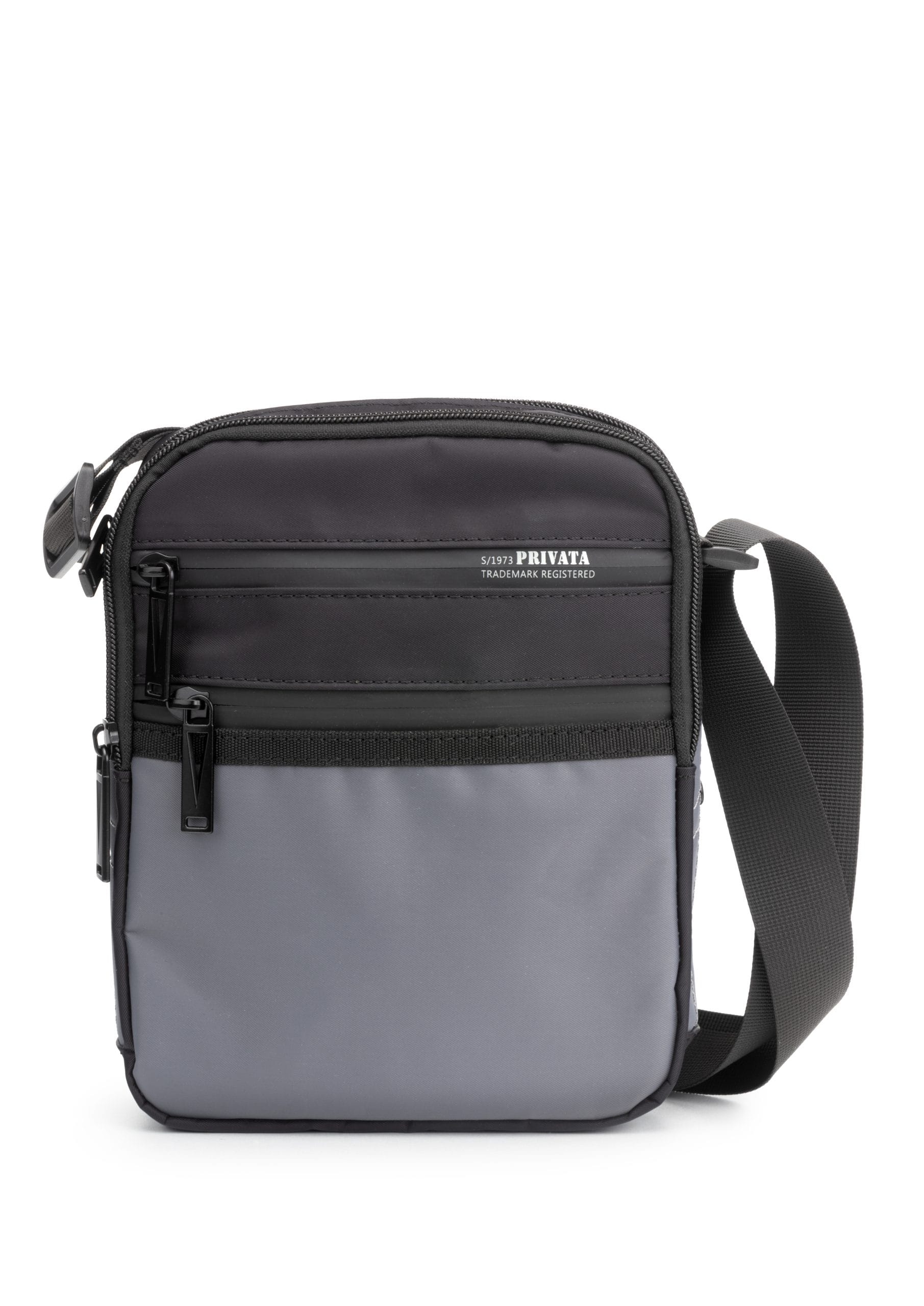 1354 bolso bandolera dos departamentos nylon Best Privata Temprado negro gris