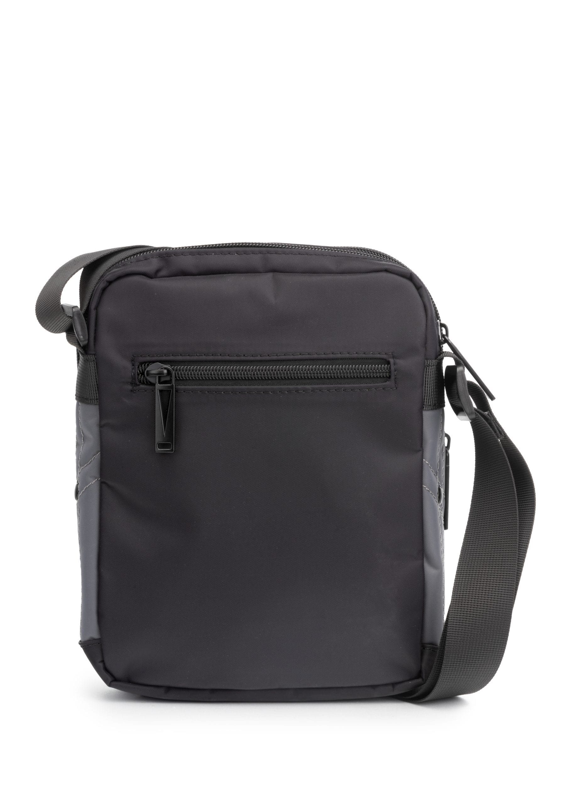 1354 bolso bandolera dos departamentos nylon Best Privata Temprado negro gris detrás