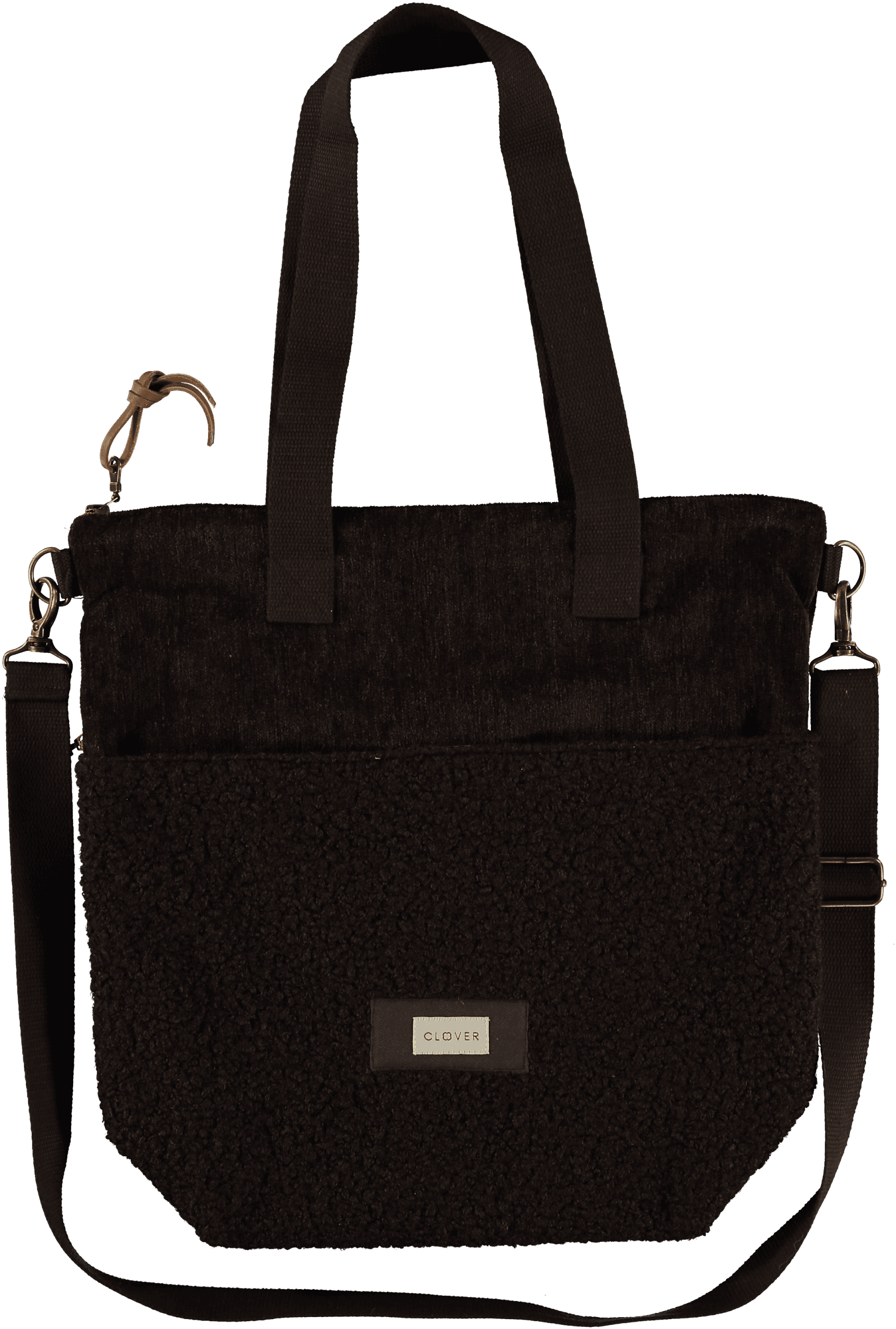 cane/borreguito bolso shopping bandolera grande téxtil clover Temprado marrón oscuro