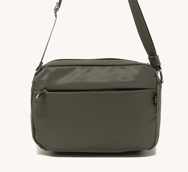 2013 bolso bandolera dos departamentos nylon tiger temprado taupe detrás