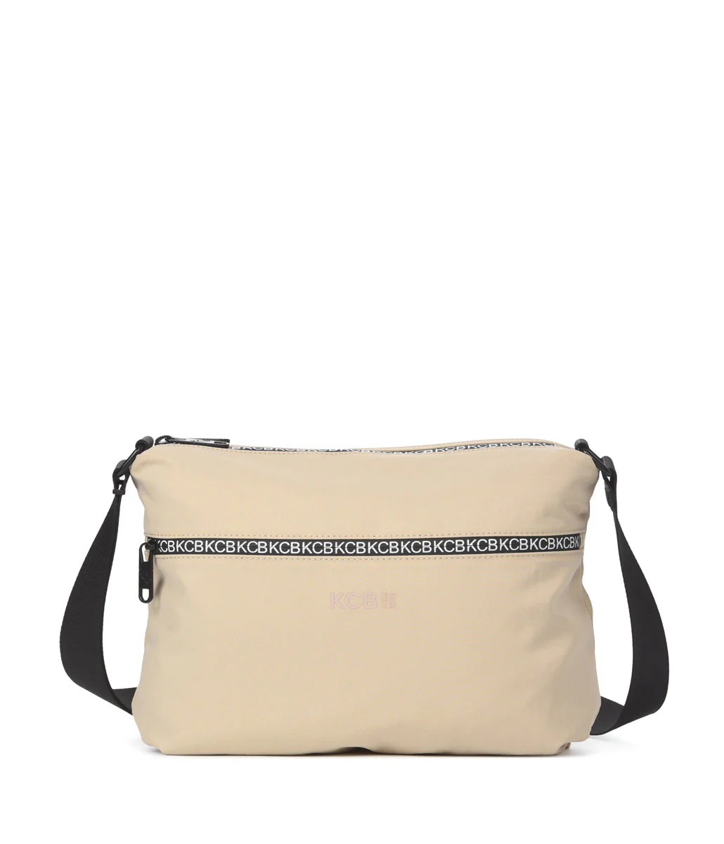 3249 bolso bandolera dos departamentos nylon shine KCB temprado beig