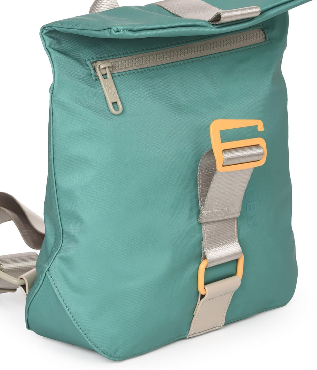 3613 mochila antirrobo solapa nylon chain KCB temprado verde detalle