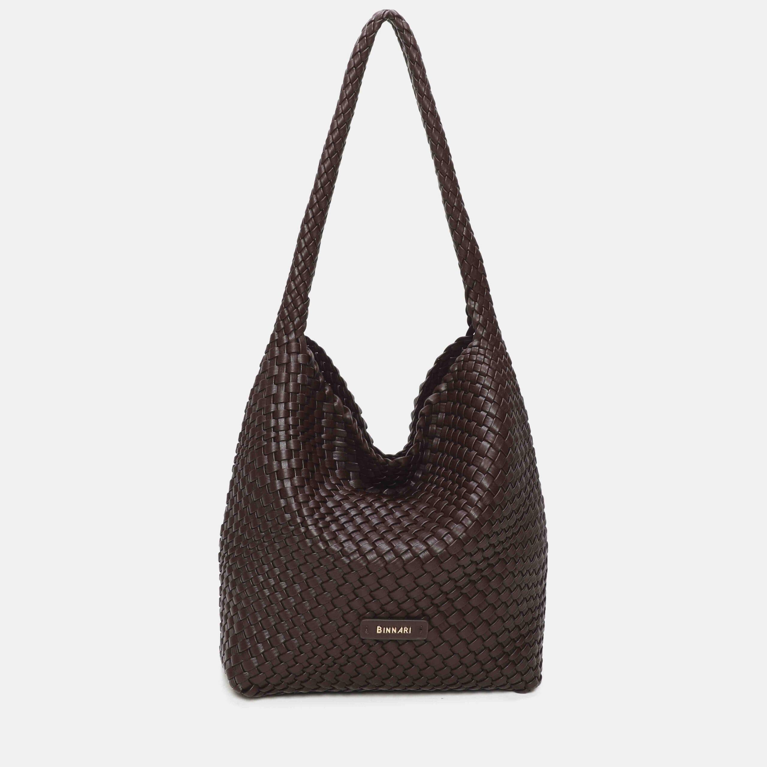 21032 bolso hombro sintético trenzado lira binnari temprado marrón oscuro