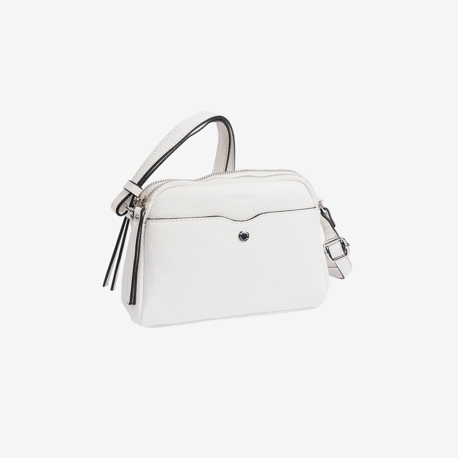 21087 bolso bandolera pequeño dos departamentos sintético matties temprado blanco