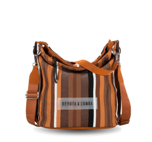 260701 bolso de hombro bandolera grande sintético rejilla rayas knit devota & lomba tempardo marrón_