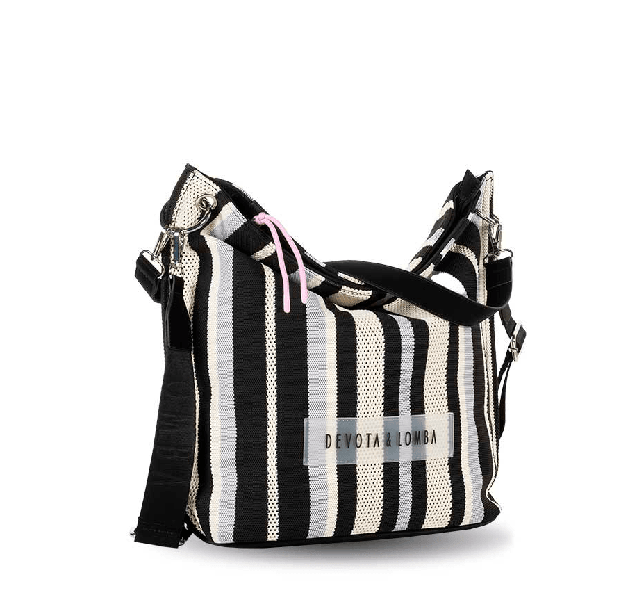 260701 bolso de hombro bandolera grande sintético rejilla rayas knit devota & lomba tempardo negro_