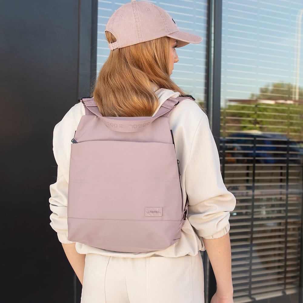 605043 bolso mochila nylon allison gabol temprado nude modelo 2