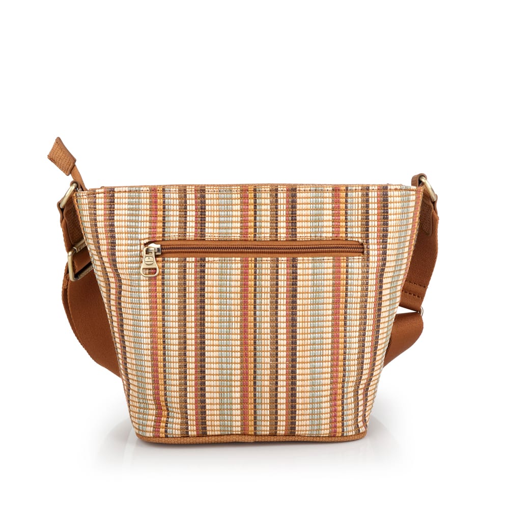 605227 bolso bandolera rafia sintetico rayas Amore Gabol Temprado cuero detrás