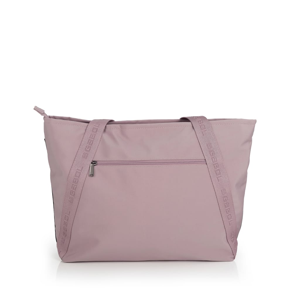 605035 Bolso shopping grande dos asas nylon allison gabol temprado nude detrás