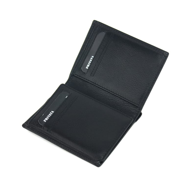 15328 cartera billetero tarjetero pequeña piel time privata Temprado negro interior